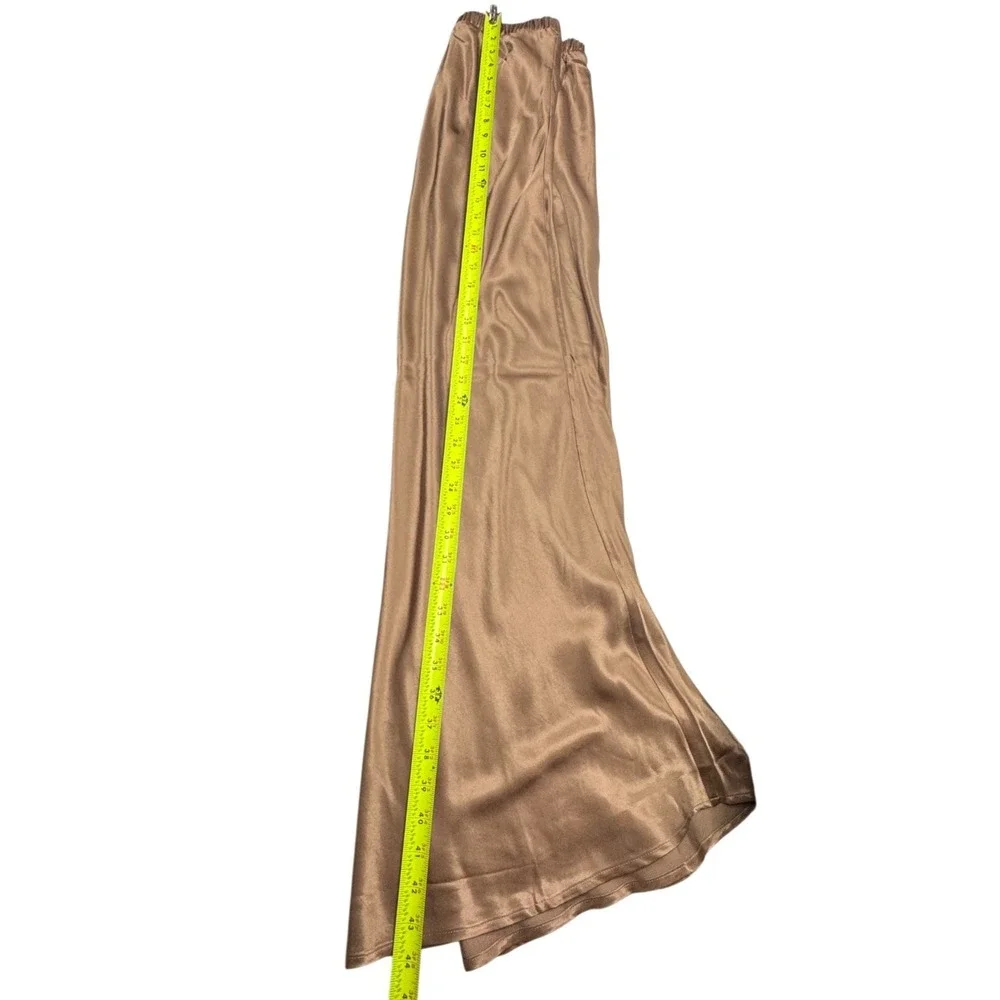 Nation LTD Maxi Skirt Women Size S Bronze Satin Viscose Rayon Slip Skirt Neutral